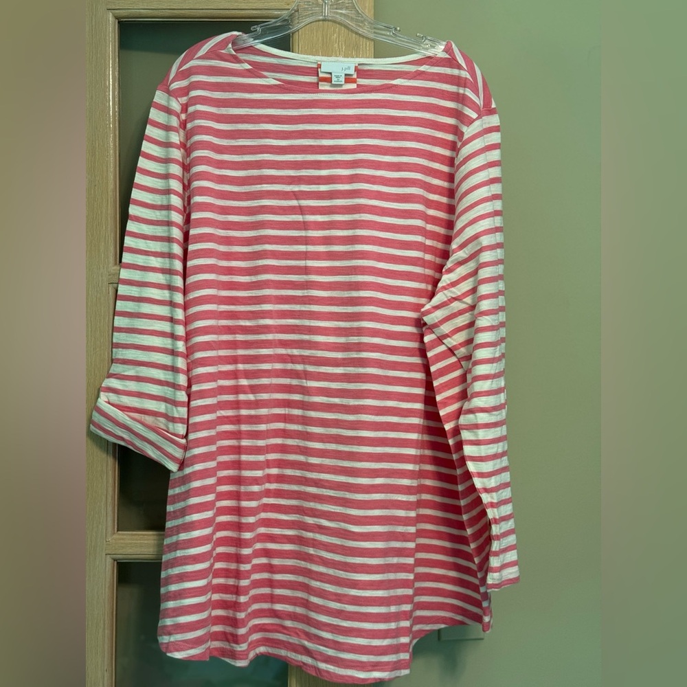 J. Jill Pink and Cream Striped Top